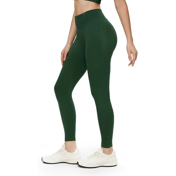 Green Scrunch Butt Lifting Seamless Leggings - No Front Seam - Picture 1 of 6